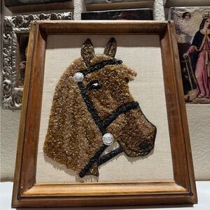 Vintage Horse Head Glass Art -‎ Framed Western Décor